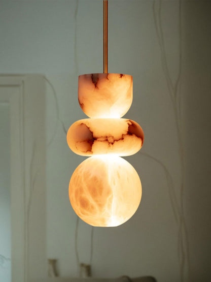 Warm Ambience Brass Body Alabaster Pendant Light