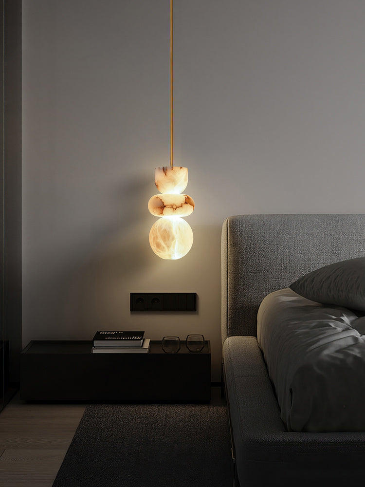 Warm Ambience Brass Body Alabaster Pendant Light