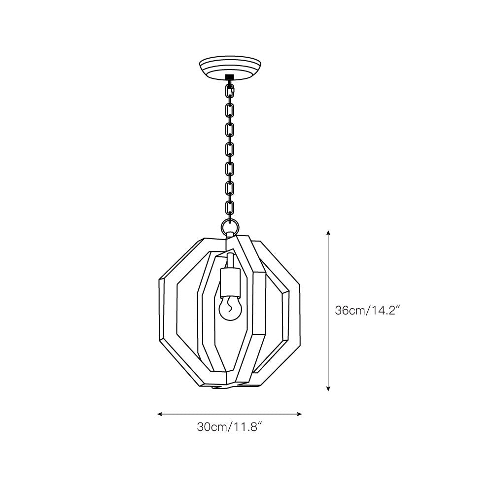 Wooden Shade Pendant Lamp With Creative Iron