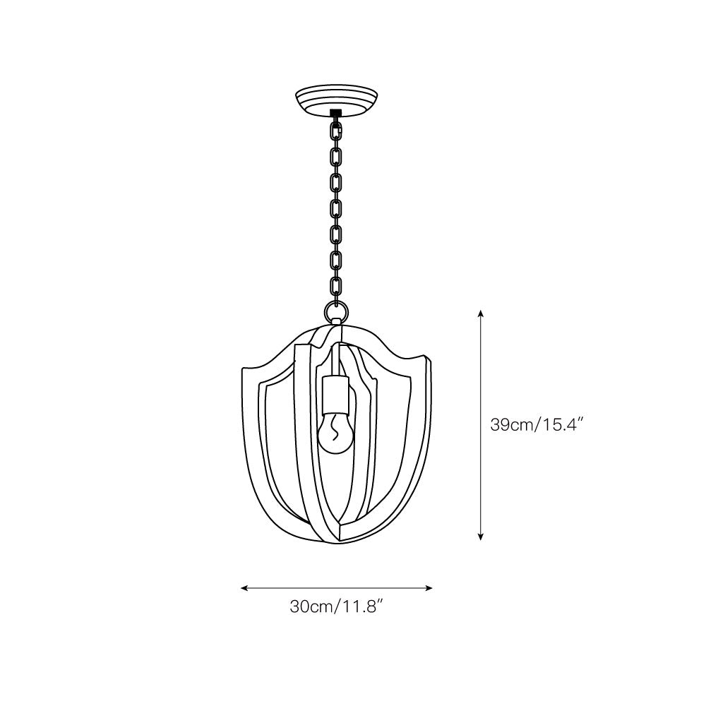 Wooden Shade Pendant Lamp With Creative Iron