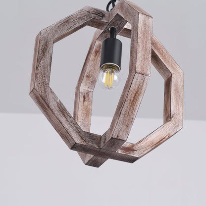 Wooden Shade Pendant Lamp With Creative Iron