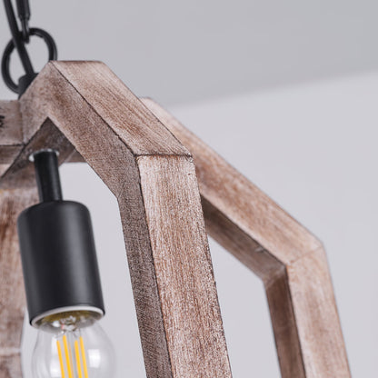 Wooden Shade Pendant Lamp With Creative Iron