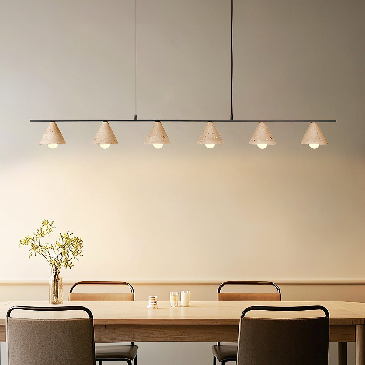 Pendant Lamp for Warm Ambience with Six Head Travertine