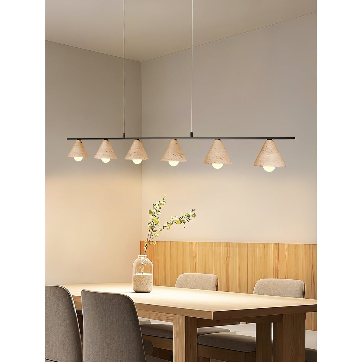 Pendant Lamp for Warm Ambience with Six Head Travertine