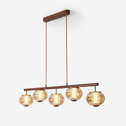 Amber Glass Linear Pendant Light With Integrated LED Faylen