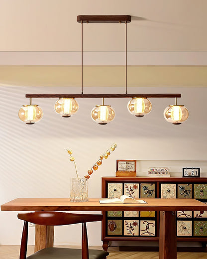 Amber Glass Linear Pendant Light With Integrated LED Faylen