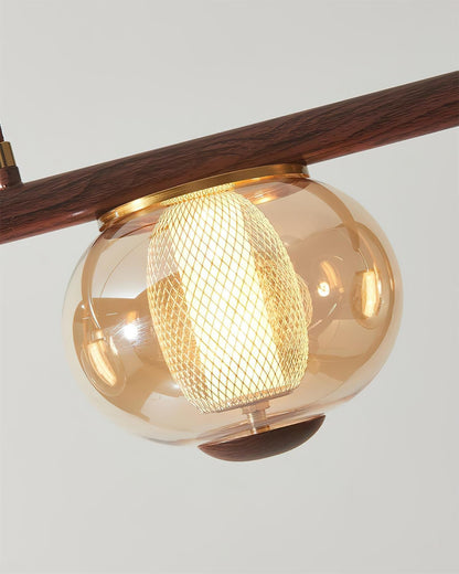 Amber Glass Linear Pendant Light With Integrated LED Faylen