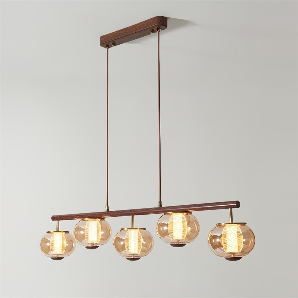 Amber Glass Linear Pendant Light With Integrated LED Faylen