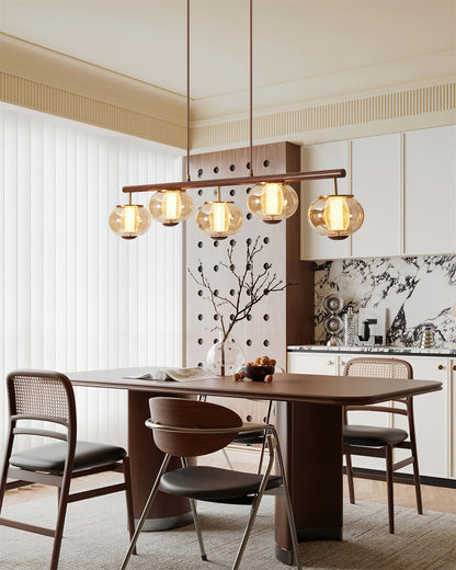 Amber Glass Linear Pendant Light With Integrated LED Faylen