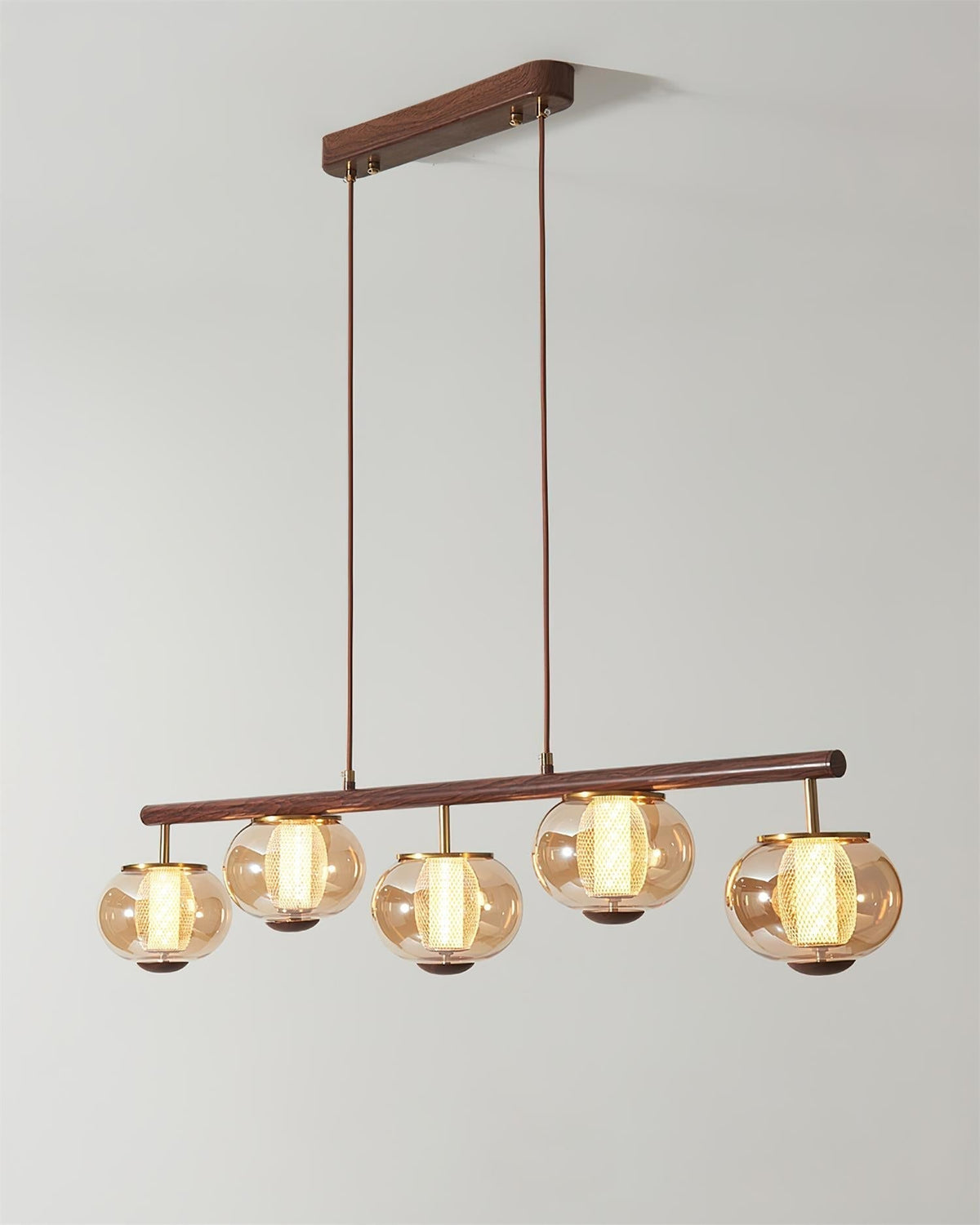 Amber Glass Linear Pendant Light With Integrated LED Faylen