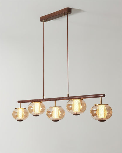 Amber Glass Linear Pendant Light With Integrated LED Faylen