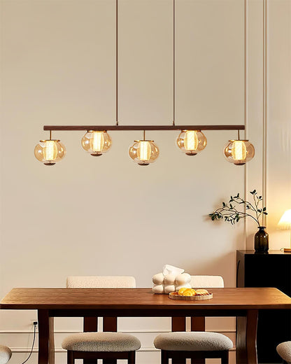 Amber Glass Linear Pendant Light With Integrated LED Faylen