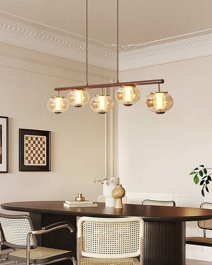 Amber Glass Linear Pendant Light With Integrated LED Faylen