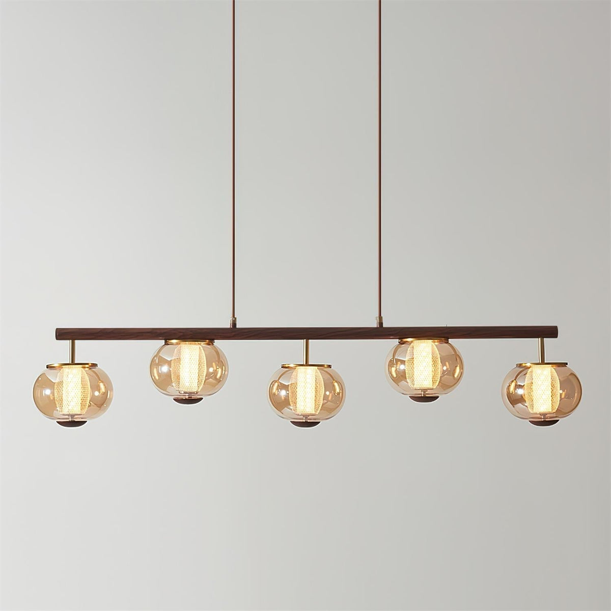 Amber Glass Linear Pendant Light With Integrated LED Faylen
