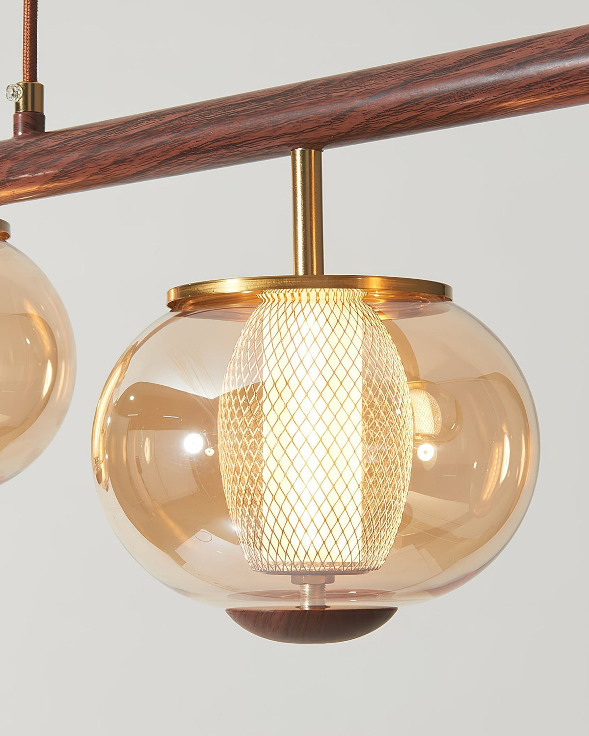 Amber Glass Linear Pendant Light With Integrated LED Faylen