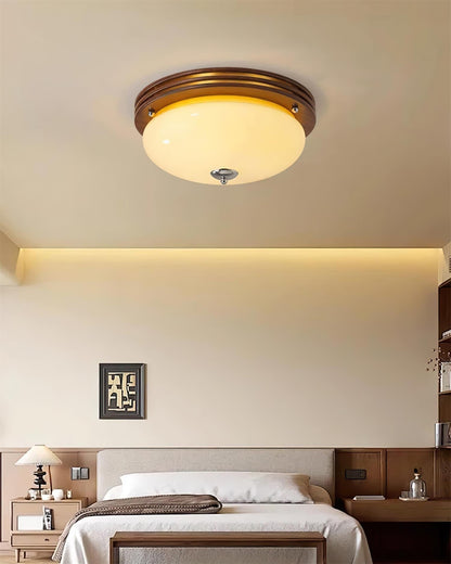 Dimmable Glass Aurora Flush Ceiling Light With Canopy Metal