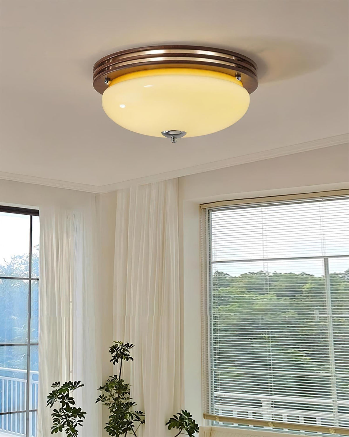 Dimmable Glass Aurora Flush Ceiling Light With Canopy Metal