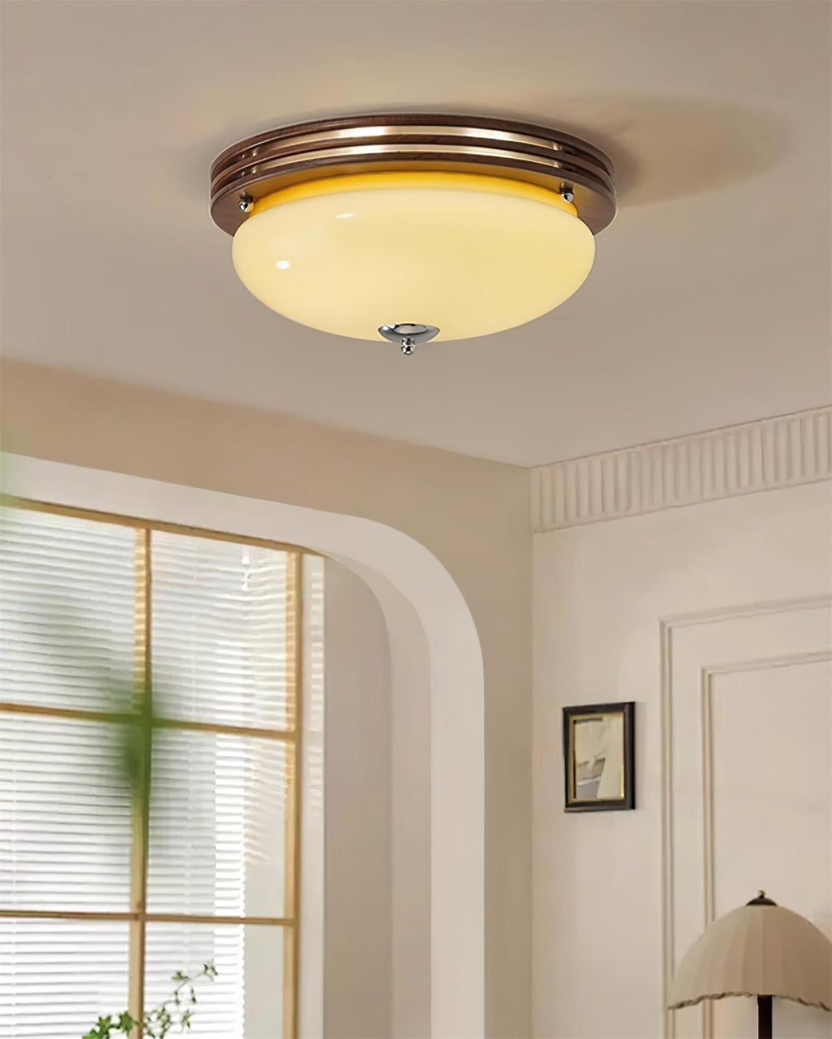 Dimmable Glass Aurora Flush Ceiling Light With Canopy Metal