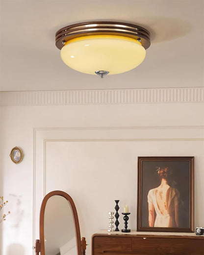 Dimmable Glass Aurora Flush Ceiling Light With Canopy Metal