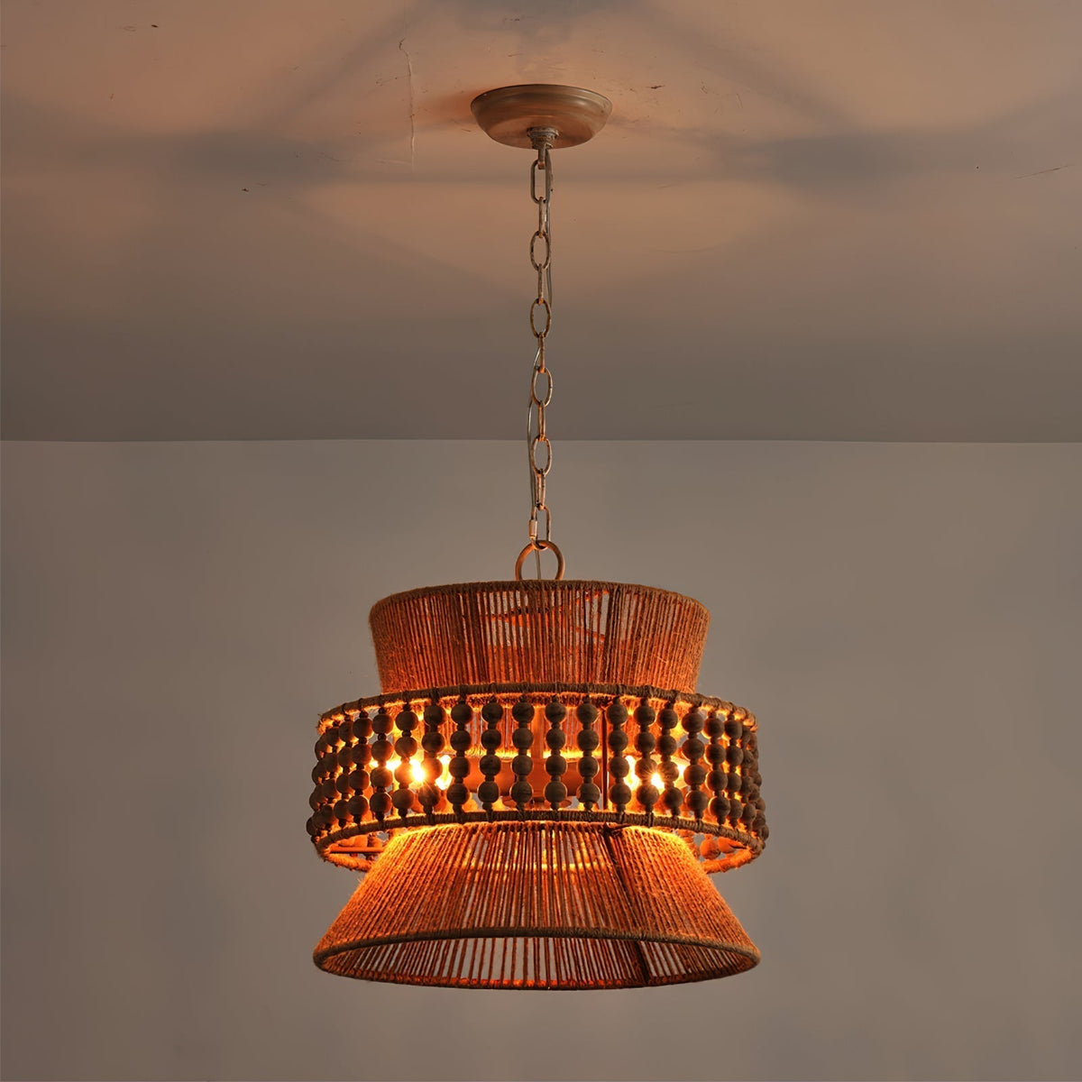 Brown Metal Three-Head Pendant Lamp For Ambient Lighting