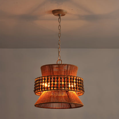 Brown Metal Three-Head Pendant Lamp For Ambient Lighting