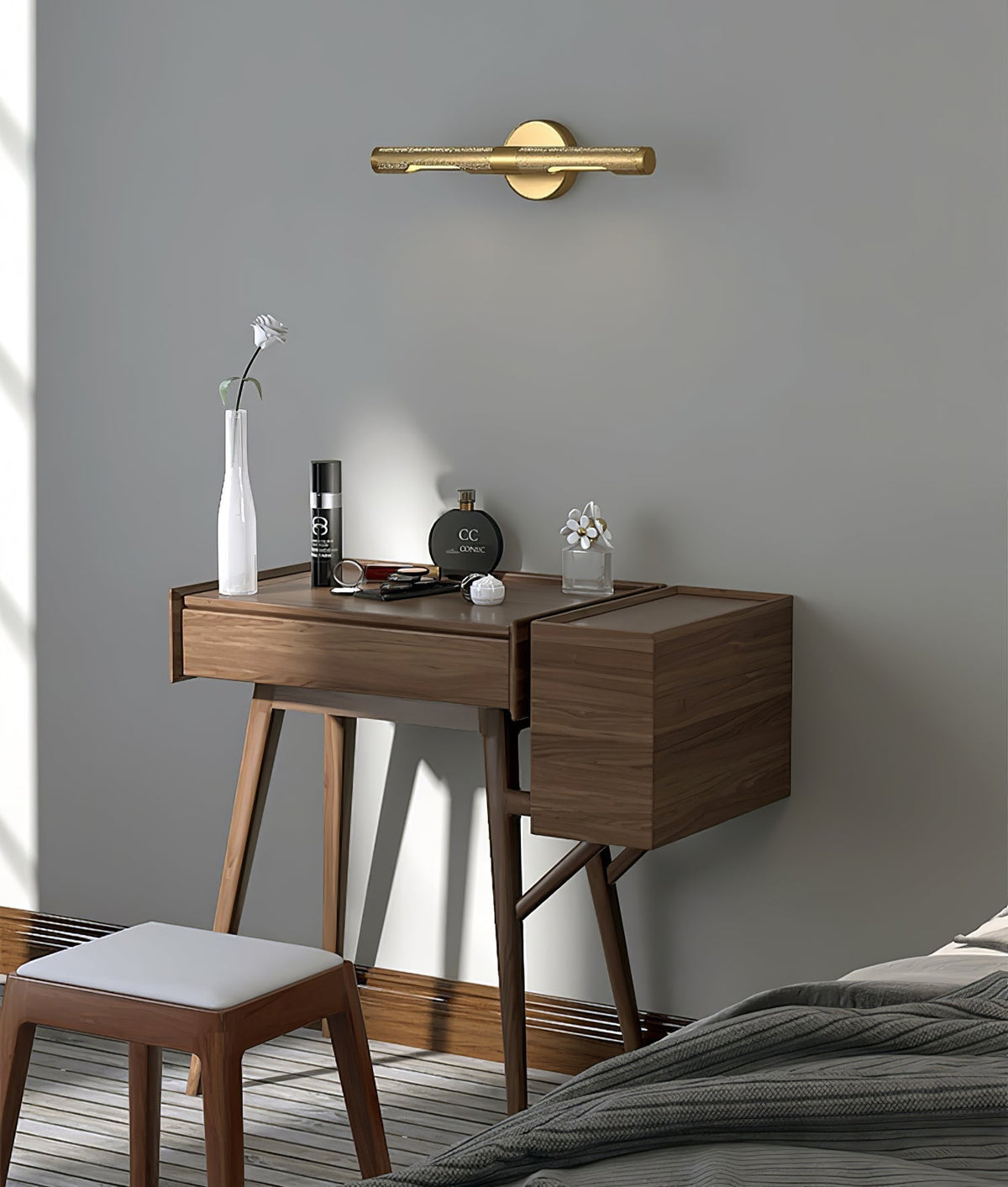 LED Damp Rated And Hardwired Brass Wall Light