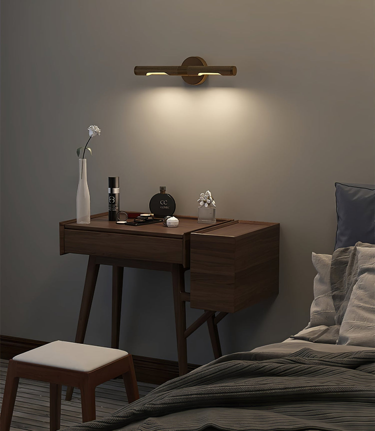 LED Damp Rated And Hardwired Brass Wall Light