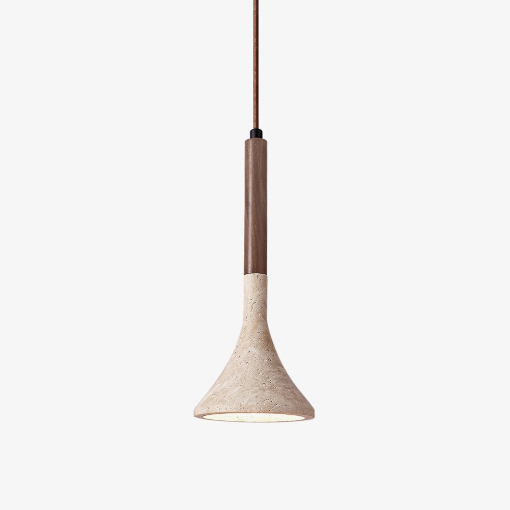 Warm Glow And Wood Pendant Light Travertine