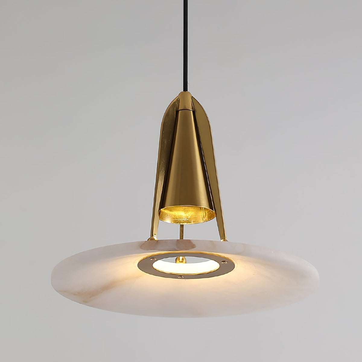 Alabaster Glow Conical Metal Pendant Light