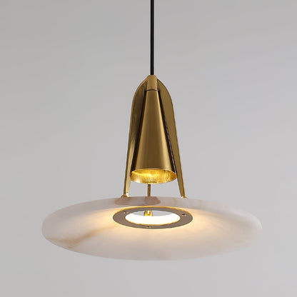 Alabaster Glow Conical Metal Pendant Light