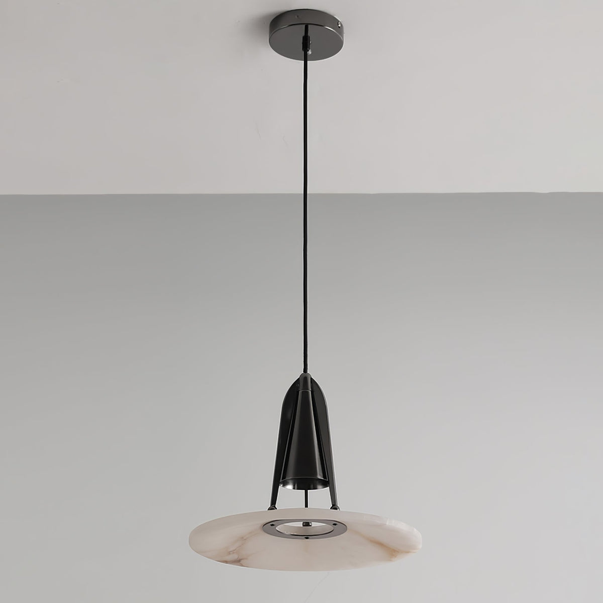 Alabaster Glow Conical Metal Pendant Light