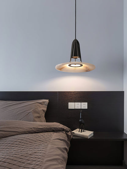 Alabaster Glow Conical Metal Pendant Light