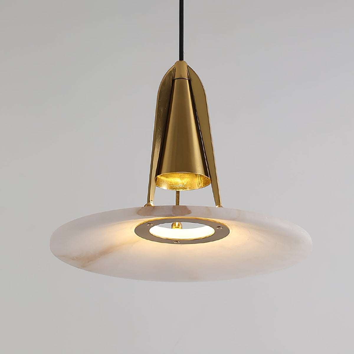 Alabaster Glow Conical Metal Pendant Light