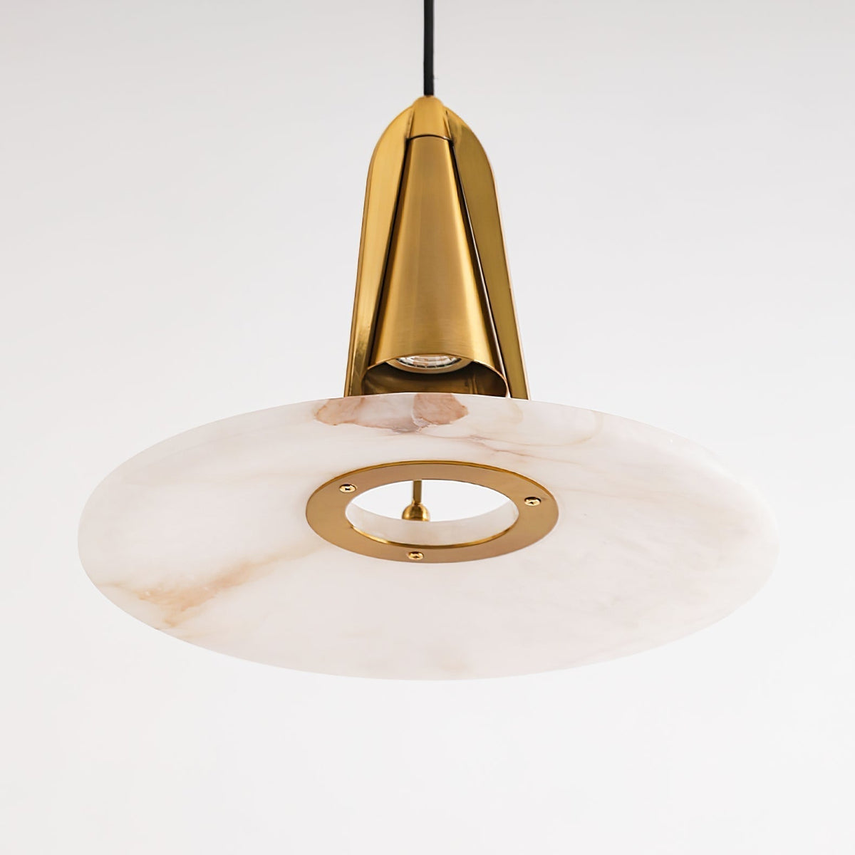 Alabaster Glow Conical Metal Pendant Light