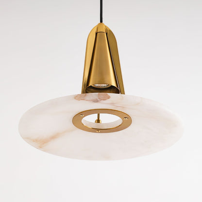 Alabaster Glow Conical Metal Pendant Light