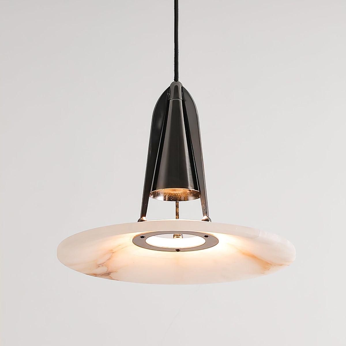 Alabaster Glow Conical Metal Pendant Light