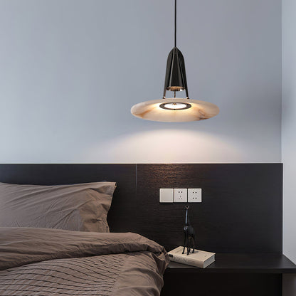 Alabaster Glow Conical Metal Pendant Light