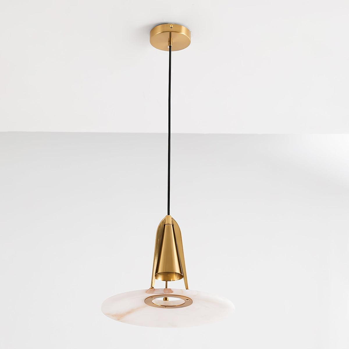 Alabaster Glow Conical Metal Pendant Light