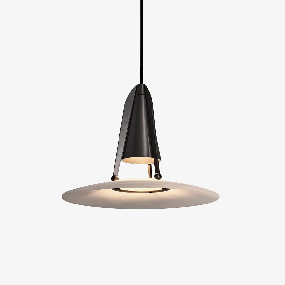 Alabaster Glow Conical Metal Pendant Light