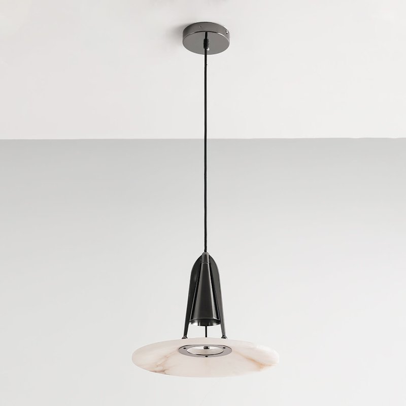 Alabaster Glow Conical Metal Pendant Light
