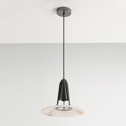 Alabaster Glow Conical Metal Pendant Light