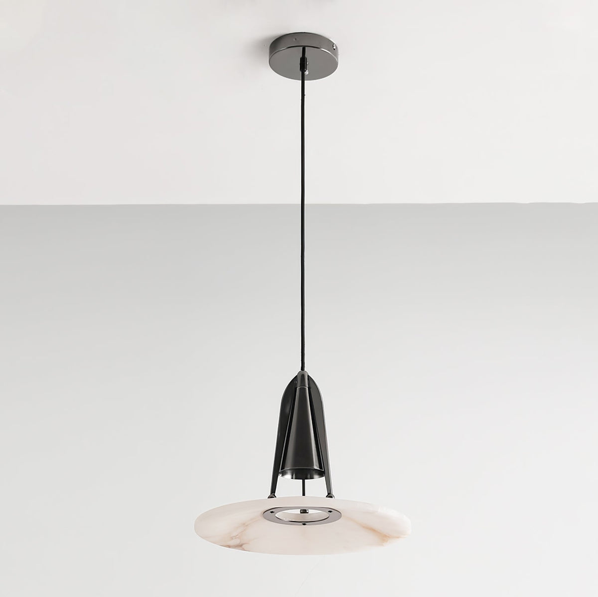 Alabaster Glow Conical Metal Pendant Light