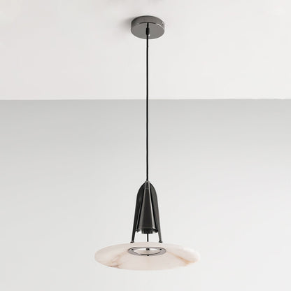 Alabaster Glow Conical Metal Pendant Light