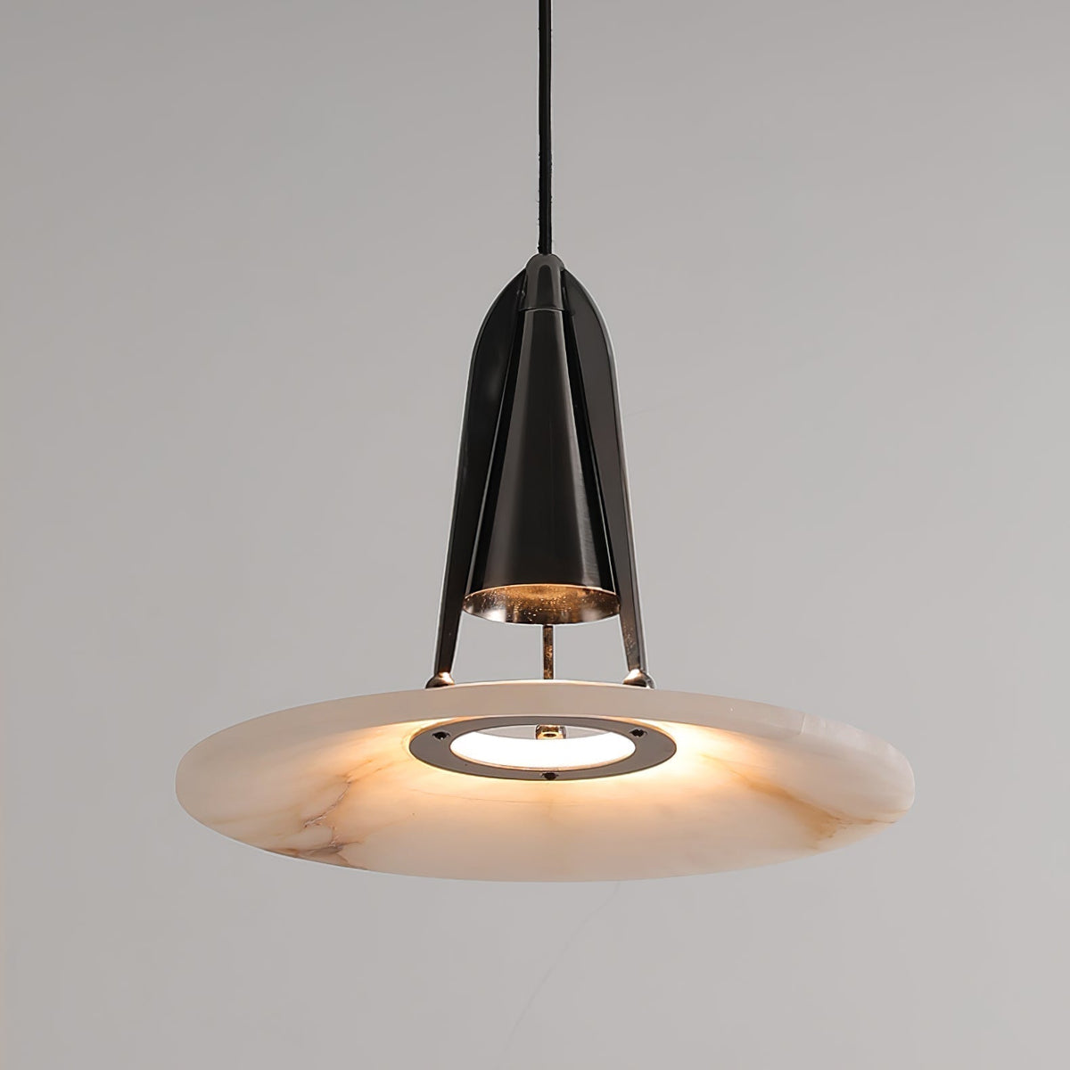 Alabaster Glow Conical Metal Pendant Light