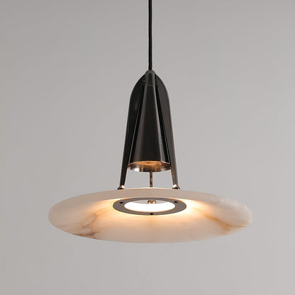 Alabaster Glow Conical Metal Pendant Light