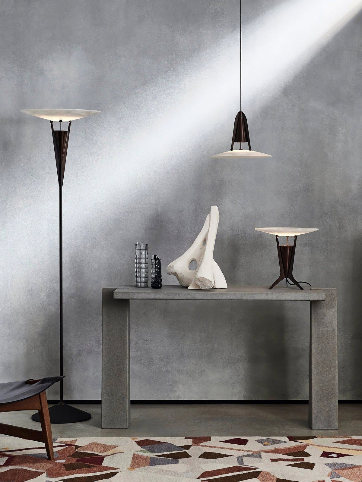 Alabaster Glow Conical Metal Pendant Light