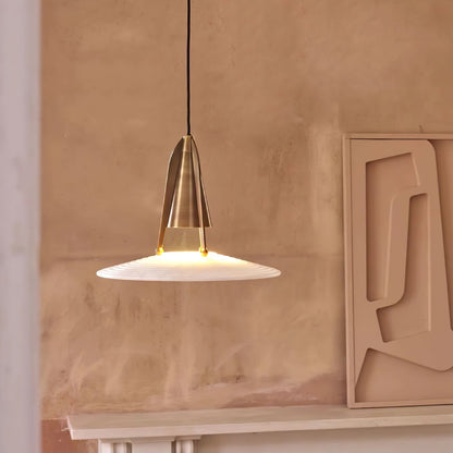 Alabaster Glow Conical Metal Pendant Light