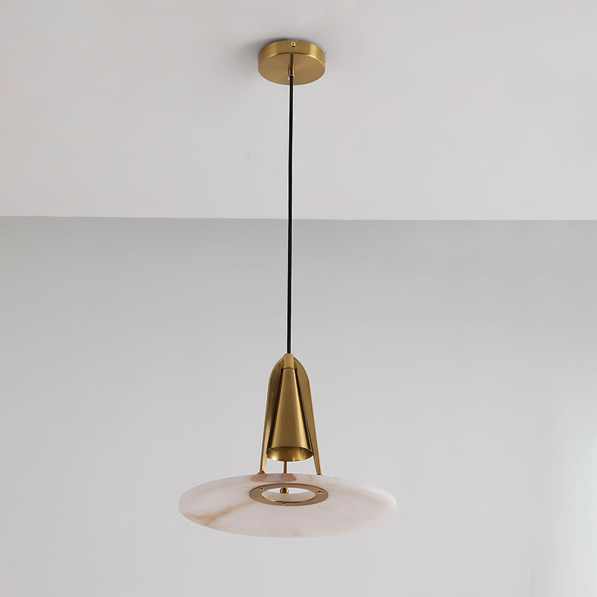 Alabaster Glow Conical Metal Pendant Light