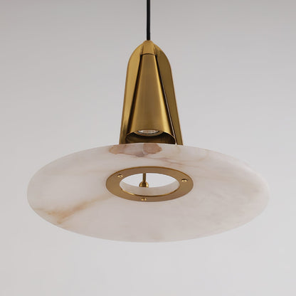 Alabaster Glow Conical Metal Pendant Light