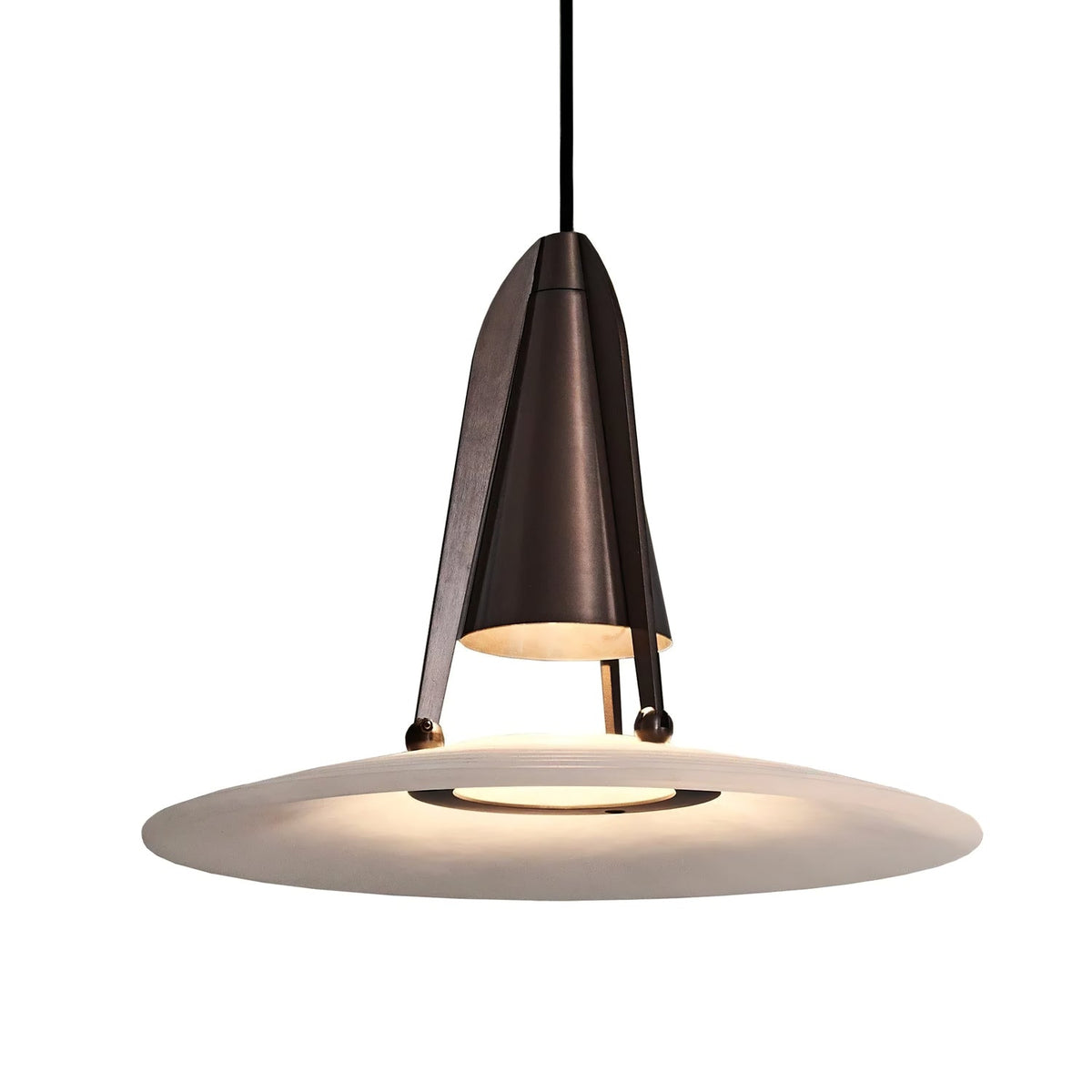 Alabaster Glow Conical Metal Pendant Light